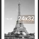 upsimples 24x32 Poster Frame, Display Pictures 20x28 with Mat or 24 x 32 Without, Wall Hanging Picture Frames, Black, 1 Pack
