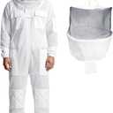 3 Layer Mesh Ventilated Beekeeping Suits Professional Ultra Ventilated Bee suit Premium Beekeeping Suit with Two Detachable Beekeeping Veils for Men Women, Large