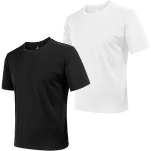 Men's Athletic T Shirts Crew Neck Breathable Quick-Dry Short Sleeve Workout T Shirt for Gym Running Fitness 1&2&5 Pack (XX-Large, Black+white)