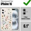 OOK Case for iPhone 16 Cases Cute Flower Floral Pattern Design for Girls Women Soft Silicone Camera Lens Protective Phone Cover for iPhone 16 6.1 Inch White