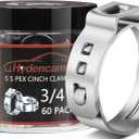 60 Pack 3/4 Inch PEX Crimp Rings, Premium 304 Stainless Steel Pex Clamps, Pex Cinch Clamp Rings with Storage Case for PEX Tubing Pipe Fitting Connections By Hydencamm(3/4"x60)