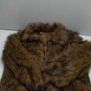 ELLEVEN Women's Two-Tone Faux Fur Coat - Fluffy Winter Jacket with Lapel Collar, Hooks & Pockets (Large, Black & Brown)