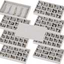 Set of 8 Stackable Jewelry Organizer Trays with 1 Lid for Drawer & Dresser Organizer, Adjustable Velvet Jewelry Box Tray Earring Organizer Necklace Storage Ring Bracelet Display Case (Gray)