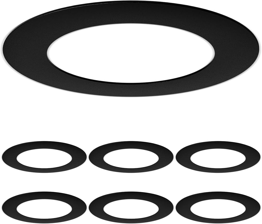 Amico 6 Pack Goof Rings for 6 Inch Recessed Lights, Can Light Trim Ring Cover, Outer Diameter 8.6-inch, Inner Diameter 6.2-inch, Durable Plastic Design, Black