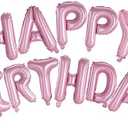 Happy Birthday Balloons Banner Pink 16 Inch Mylar Foil Letters | Inflatable Party Decor and Event Decorations for Kids and Adults | Reusable, Ecofriendly Fun