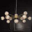 Sputnik Chandeliers Modern Glass Bubble Chandelier Wired Aluminum Pendant Lighting W37.4 12-Light Brushed Brass Ceiling Fixture for Dining Room Foyer Kitchen Island Bedroom Living