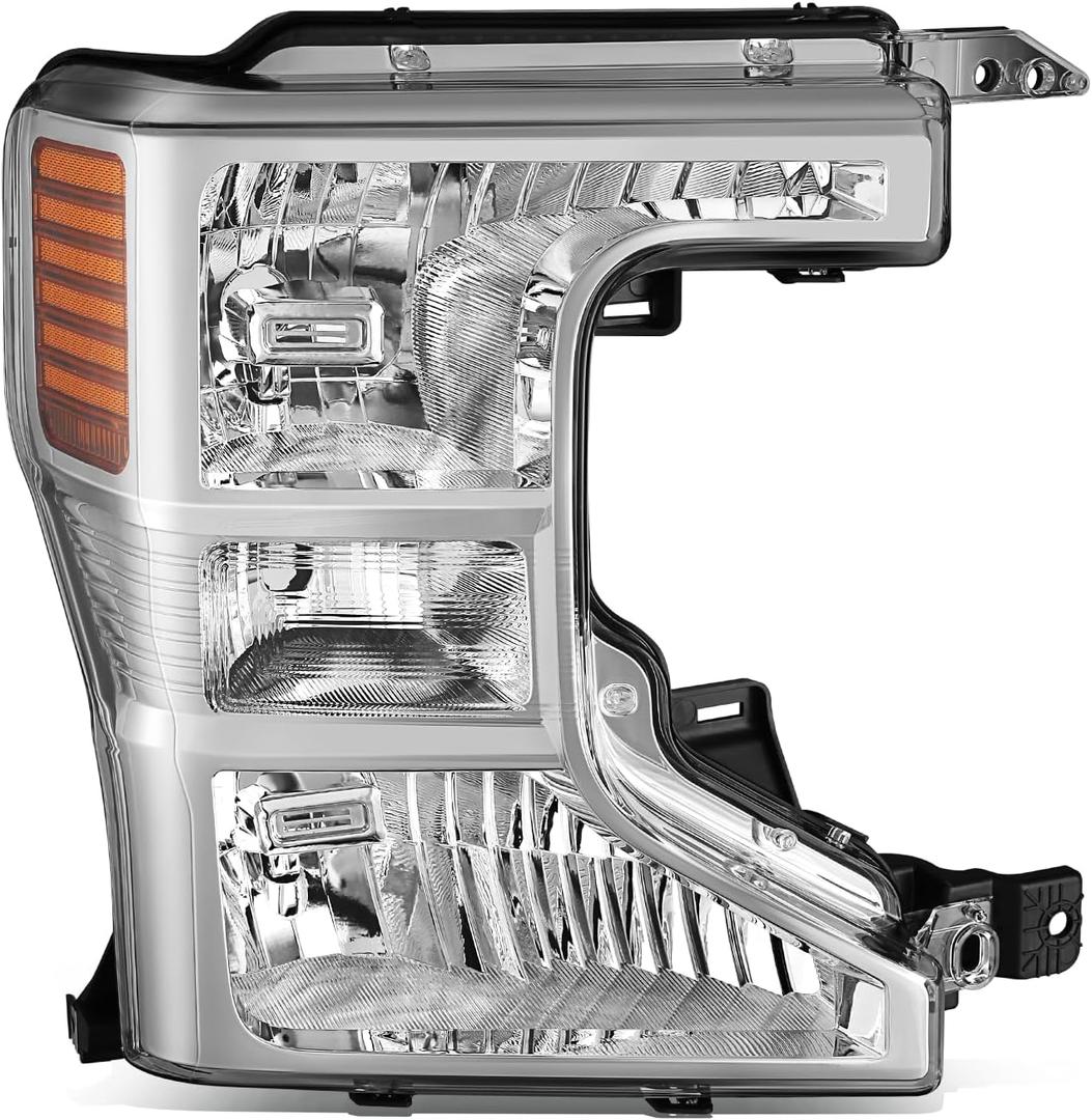 Auto Dynasty Headlight 20-22 Ford F250 F350 F450 F550, Passenger Right Side | Headlights for 20-22 Ford F250 F350 F450 F550 Super Duty, with Turn Signal Side Marker, Passenger Right Side, Chrome Amber