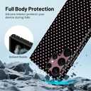 Owncase for Samsung Galaxy S22 Ultra Case Cute Fashion Polka Dot Phone Case for Women Girls Shockproof Slim TPU and Hard PC Protective Cover, Black