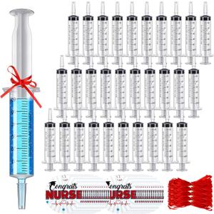 Arrowbash 49 Pcs Nurse Graduation Party Supplies Include 2 oz Drink Syringes Congrats Nurse Tag Red Ribbon CNA Week Appreciation Gifts for Class 2026 Graduation Decorations RN Themed Party Favors
