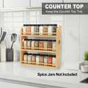 3 Tier Bamboo Spice Rack, Spice Rack Organizer, Seasoning Jars Rack Shelf Spice Organizer for Kitchen Counter or Wall Mounting, Spice Storage Holder with handles, Jars Not Included,Natural, 5.11"D x 15.74"W x 16.53"H