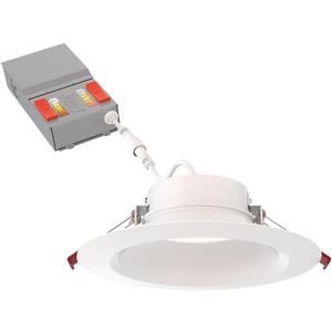 Juno LED Recessed Lights 6 Inch Round Wafer Downlight, 5-in-1 Switchable White Color Temperature, Adjustable Brightness, Deep Regressed Smooth Trim, 6-Inch, Matte White