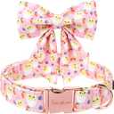 Unique style paws Easter Dog Collar with Bow Easter Eggs Chicken Collar with Flower for Small Medium Large Boys Girls Dogs (XL)