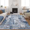 Rugcomf Large Living Room Rug 8x10 Washable Vintage Abstract, Blue