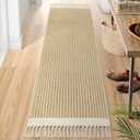 Lahome Belle Boho Laundry Room Rug, 2x7 Runners for Hallways Lightweight Entry Woven Cotton Runner Rug with Tassels, Farmhouse Non Shedding Washable Rugs Low Pile Runner for Kitchen Bathroom, Khaki