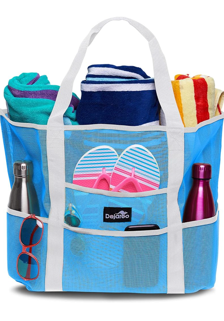 Mesh Sand Free Bag - Strong Lightweight Bag For Beach & Vacation Essentials. Tons of Storage!