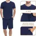 NACHILA Pajamas for Men Pj Short Sleeve Sleepwear with Shorts V Neck Loungewear Cool Pajama,Viscose Made from Bamboo (Medium)