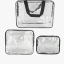 Clear bag, transparent bag, Stylish Heavy Duty Clear Backpack, Large Capacity Thicker PVC Fashionable Transparent Bag, for College Travel (Set of 3, Black)