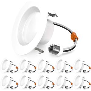 Sunco 10 Pack 4 Inch LED Recessed Lights, Retrofit Can Light for Ceiling, Baffle Trim, 660 LM, 11W (60W Equivalent), 5000K Daylight, Dimmable, Damp Rated ETL