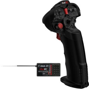HOTRC DS-4A 2.4G 4 Channel Single Hand RC Radio Transmitter with 4CH Receiver for RC Car Boat Drone Airplane (W/ 1 RX)