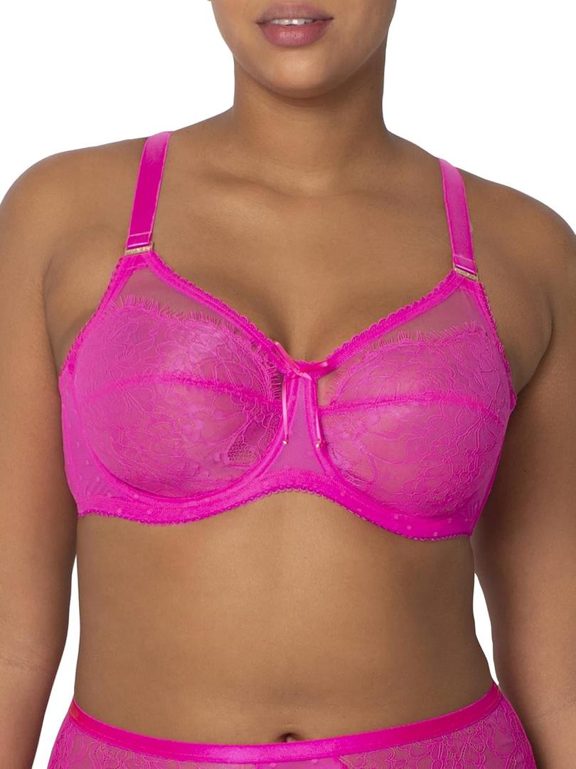 Smart & Sexy Women's Lace & Mesh Full Coverage Bra  Unlined Underwire for Natural Shaping (40DDD, Medium Pink)