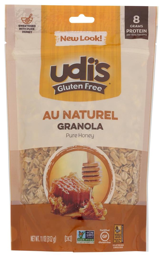 Udi's Gluten Free Au Naturel Granola, Dairy Free and Egg Free, Pure Honey , 11Ounce (Packaging May Vary) (EXP 04/01/26)