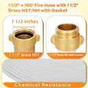 Ungraded Fire Hose 1.5 Inch(1-1/2" ID) x 100FT,M × F NST/NH Brass Couplings