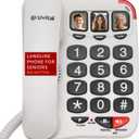 Uvital Big Button Phone for Seniors, White Senior Phone for Elderly Landline, Black Big Buttons Corded Landline Telephone for Home, Corded Landline Phones for Home - Amplified Ringer and Loud Speaker