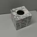 Real Natural Marble Tissue Box Cover, 5.5 Inch Square Marble Tissue Box Holder with Open Bottom, Heavy Stone Decorative Organizer for Bathroom Vanity, Kitchen Countertop, Luxury Home Dcor (Cyan-green)