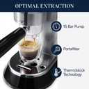 DeLonghi Dedica Espresso Machine with Manual Milk Frother, 15-Bar Pump & Adjustable Tray - Home Barista Coffee Maker for Espresso, Latte, Cappuccino & Iced Coffee - Italian Stainless Steel Design