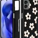 for Moto G 5G 2024 Case Women - Cute Girls Phone Cover Kawaii Girly Aesthetic Unique Design Black Flower Heavy Duty Protective Shockproof Military Grade Teens for Motorola Moto G 5G 2024 Cases