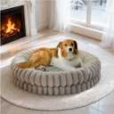 BALANCE Luxury Donut Dog Bed, 36 Inches Round Dog Beds Large Sized Dogs Washable, Orthopedic Calming Dogs Bed for Pets with Anti-Slip Bottom, Oatmeal