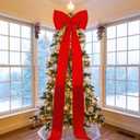 Extra Large Christmas Tree Topper Bow 90x22 Inch Giant Satin Bow with Long Streamers Huge Xmas Tree Topper Bows Decoration for Home Wreath Wall Backdrop Holiday Birthday Wedding Party Decor (Red)