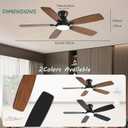 NKPU Ceiling Fans with Lights, Low Profile Ceiling Fan with Light and Remote/APP Control, DC Motor, Noiseless, Flush Mount, 52inch Brown Ceiling Fan for Bedroom Indoor/Outdoor Use, Brown, 52 Inch