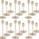 Gold Candlestick Holders - Bulk Decorative Metal Candelabra for Taper Candles - Fit 0.8 Inch Diameter - Gold Taper Candle Stands for Wedding Home Party Table Decor (Set of 18)