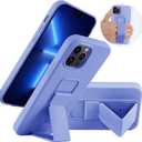 LAUDTEC Silicone Kickstand Case Compatible with iPhone 13 Pro, Vertical and Horizontal Stand Hand Strap Metal Kickstand Cover, Flexible Soft Liquid Silicone Stand Case for iPhone 13 Pro (Purple)