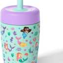 Fimibuke Kids & Toddler Cups Spill Proof, 12 OZ Insulated Sippy Cups for Toddlers Boys Girls, BPA-Free Toddler Straw Tumbler, Stainless Steel Kids Water Bottle with Twist Lids & Silicone Straw, 1 Pack (Mermaid)