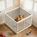 23.6" H Plastic Pet Playpen with Lockable Wide Door, 7 Panels Expandable Pet Fence with Portable Indoor/Outdoor, Easy Setup & Clean for Pets up to 22lbs or Baby (White)