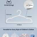ABHENG Plastic Kids Hangers, Pack of 100, Ultra Slim Closet Hangers, Non-Slip, Space-Saving, Sturdy, 14" W x 7" H (for Children Aged 7-12 Years), White, UAPY07100W