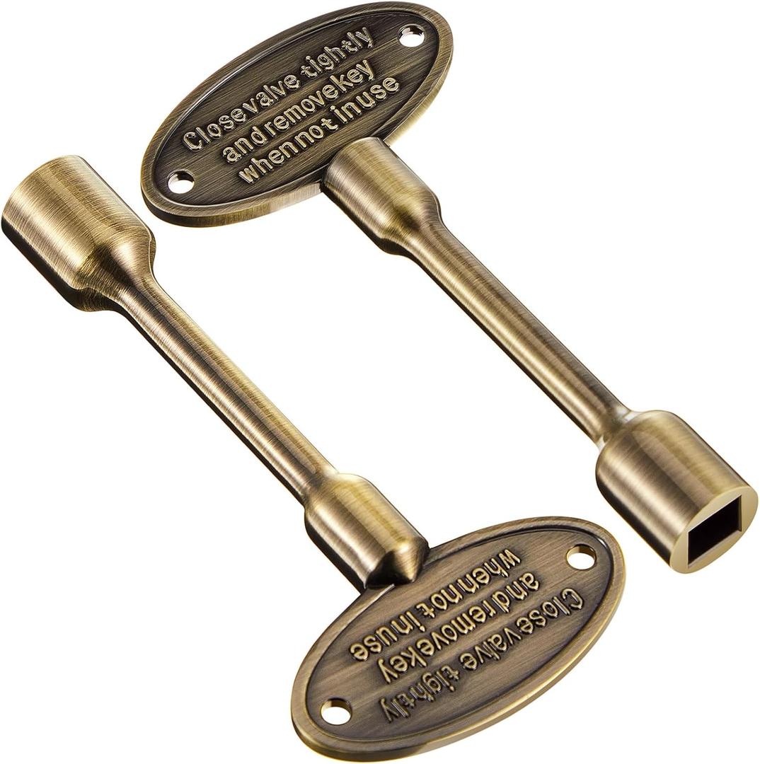 Tondiamo 2 Pcs Universal Gas Valve Key Fireplace Key for Gas Fire Pits Polished Brass Replacement Gas Key for Outdoor Gas Fireplace Fits Both 1/ 4-inch and 5/ 16-inch Turn Ball (Bronze Color, 3 Inch)