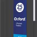 Oxford TwinPocket Folders, Textured Paper, Letter Size, Black, Holds 100 Sheets, Box of 25 (57506EE), 81/2 x 11
