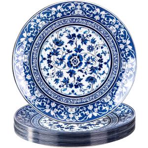 Hioasis 12Pcs Blue Charger Plates & Platters - 13 Inch plastic charger plates, Heavy-duty, BPA-free, Floral Table Chargers for Dinner Wedding & Party
