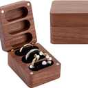 PH PandaHall Solid Wood Ring Box, 3 Slot Ring Box with Clasps and Black Velvet Inside Solid Ring Holder Rectangle Wooden Ring Case Box for Wedding Ceremony Engagement Birthday
