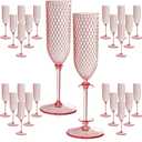 XUWAIDSGN 48 Pack Pink Detachable 2 piece Champagne Flutes 5.5 Oz Unbreakable Plastic Mimosa Disposable Champagne Glasses Drinking Cups Stemmed Reusable Wine Toasting Glasses for Wedding