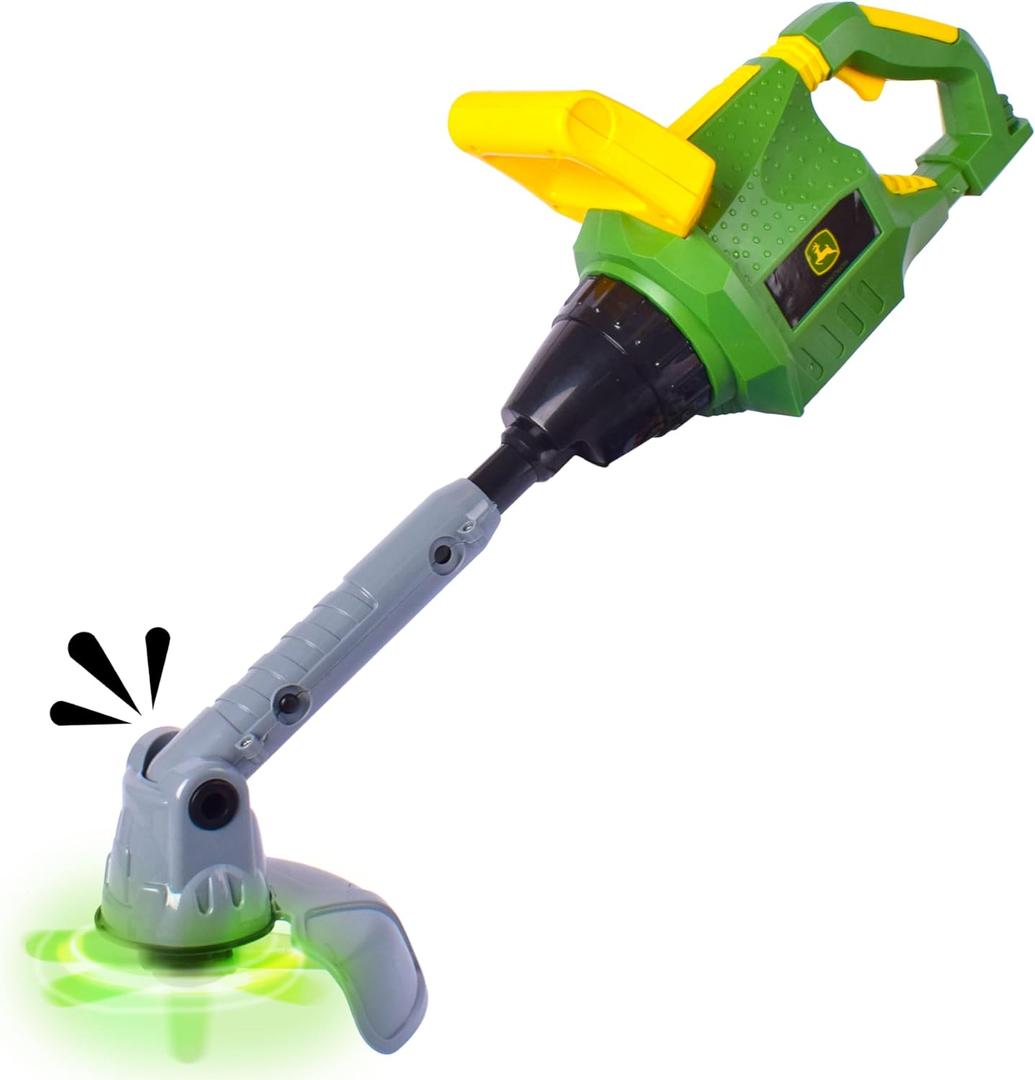 John Deere Power Tools Weed Trimmer - Construction Tool Toy with Lights and Sounds | Realistic Pretend Play Set for Kids 5+ - Sunny Days Entertainment