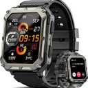 Rgthuhu Military Smart Watches for Men (Answer/Make Call), 100M Waterproof Rugged Smart Watch for Android Phones and iPhone, 1.9" Outdoor Sports Fitness Tracker with Heart Rate, Sleep Monitor, Black