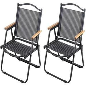 2-Pack Portable Folding Fishing Chair with Thickened Steel Frame, Solid Wood Armrests & Teslin Fabric - Lightweight Collapsible for Hiking, Beach, Backpacking & Picnic