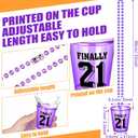 Janmercy 27 Pieces 21st Birthday Shot Glass Necklace Cups Shot Glass on Beaded Necklace Plastic Party Colorful Drinking Cups for Adults Birthday Party Supplies Favors, 9 Colors