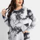 TIYOMI Plus Size Women's Tie Dye Shirts 2X Crewneck Fall Long Tops Long Sleeve T Shirts Tunic Tops Loose Fit Spring Winter Sweatshirts 2XL 18W 20W (XXL)