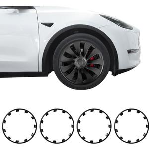 BASENOR 2024-2020 Tesla Model Y 21 Inch Wheel Rim Protector ABS Rim Guard Hubcap Curb Rash Cover (Proprietary Design) Protection Tire Trim Rings for Model Y Exterior Accessories