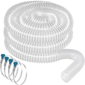 PVC Dust Collection Hose 2 1/2" x 20' - Heavy PVC Fume Collection Hose for Workshop, Woodworking, Dust Collection Systems (White)